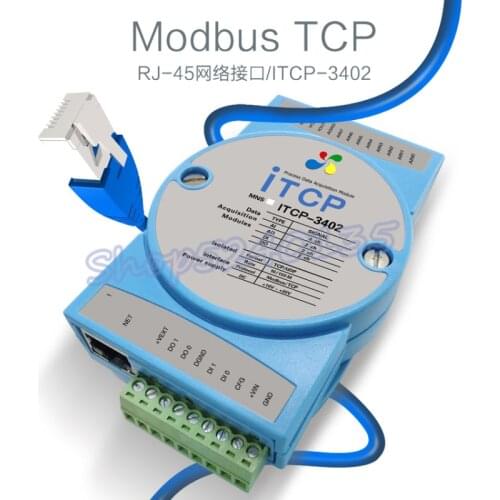 ITCP-3402 analog digital input and output Ethernet RJ45 data acquisition module 4AI 2AO 2DI 2DO MODBUS TCP