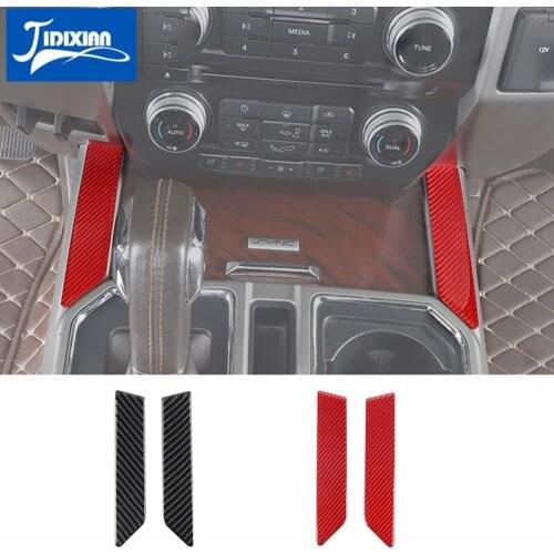 MOPAI Soft Carbon Fiber Car Gear Front Storage Box Side Decoration Cover Stickers For Ford F150 2015-2020 Car Accessories