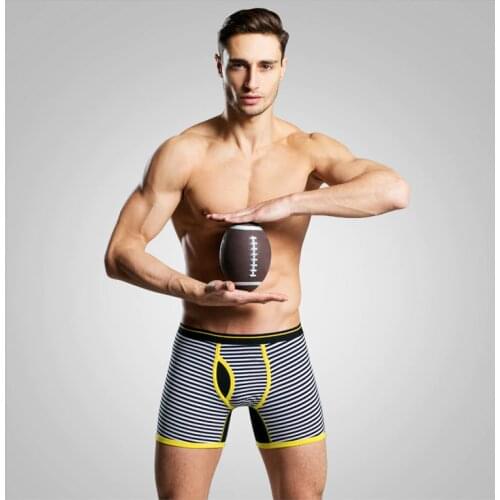 Quality Mens Male Underwear Extra long Mens Boxers Mens Shorts Cotton Stripe Underwear underpants Cueca Boxer