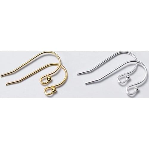 4pcs/lot 100% 925 Sterling Silver Women Earring Hooks DIY Jewelry Findings Handmade S925 Silver Female Connector Ear Wire Hook