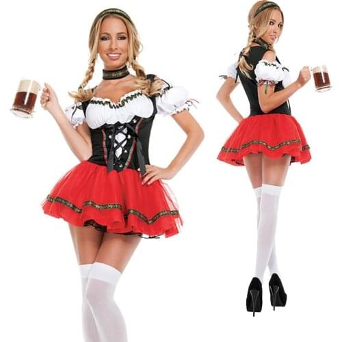 Hot Carnival Oktoberfest Bavarian Girl Costume Waitress Clubwear Bar Outfit Cosplay Halloween Fancy Party Dress