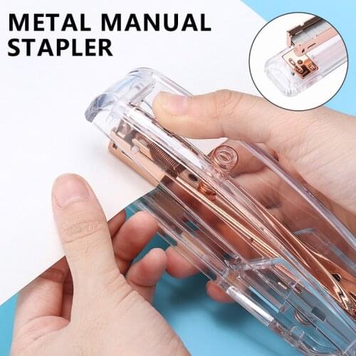 1set Rose Gold Mini Stapler Metal Manual Stapler Stationery with 100pcs Staples For Office School Stationery Binding Supplies