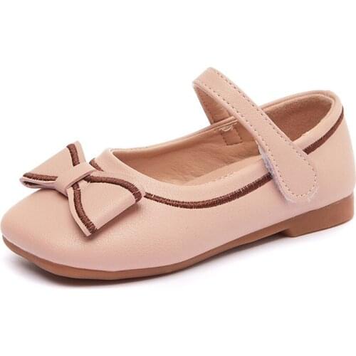 Fashion Girls Leather Shoes New Spring Autumn Bowknot Princess Party Shoes Hot Sale 2021 Kids Children Soft Shoes E447