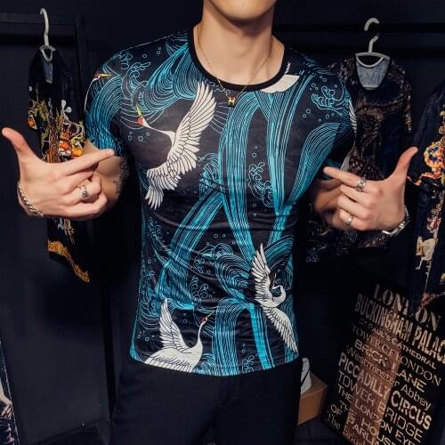 Mans Fashion Casual T-shirt Streetwear Hip Hop Funny Tee Tops Clothes Brand Print Ice Silk Breathable T-shirt Men Short Sleeve