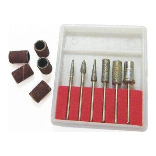 Professional 6pcs Nail Art Drill Bits+6pcs Sanding Bands for Nail Drill Replacement Manicure Pedicure Tools Sets