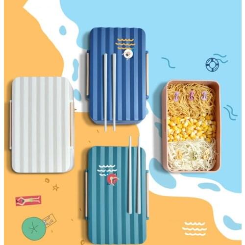 New 900ml Microwave Bento Box Dinnerware Plastic Lunch Box Wavy Strip Leakproof Bento Lunch Box For Kids School Food Container