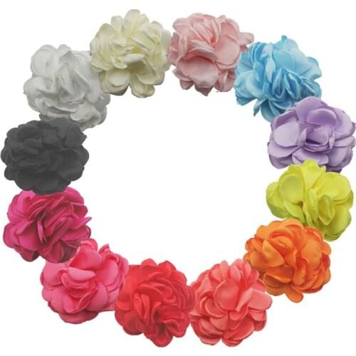 8pcs Multilayer Burned Edges Sateen Cloth Flower For Baby Girls Hairband Artificial Fabric Flower For Kids Headwear Accessories