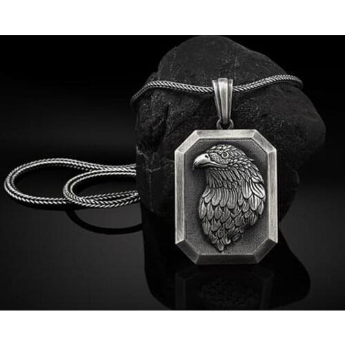 Pure tin eagle animal Jewelry on the neck pendant necklace men retro hip-hop zodiac emblem Man chain necklace