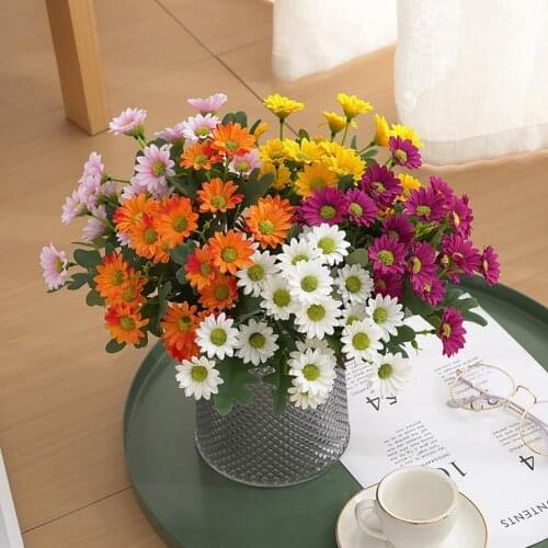 Plastic Attractive Aesthetic Simulation Chrysanthemum 5 Colors Fake Flower Vivid for Home