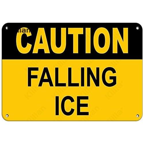 Danger Warning Metal Plaque Decor Retro Metal Painting Falling Ice Metal Poster Bar Restaurant Tin Sign Home Decoration