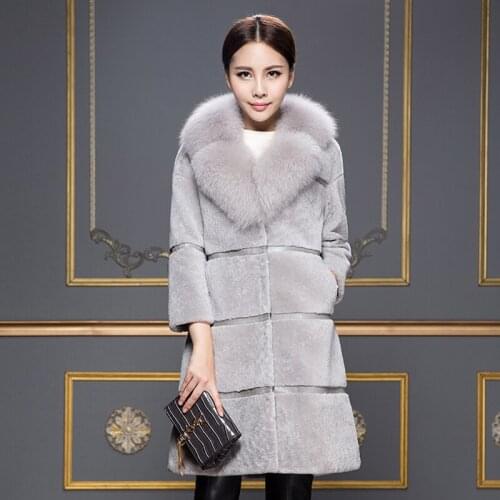 Luxury Winter Faux Fur Coat Women Thick Long Sleeve Jacket Fashion Women Fake Fox Fur Collar Outerwear Women Warm Faux Fur Coat