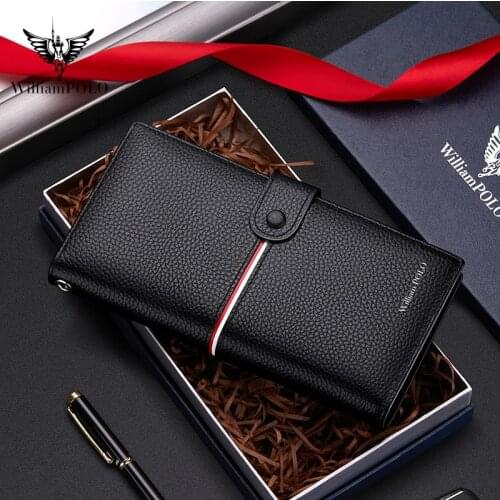 Luxury high-end brand new RFID wallet mens long new high-end leather zipper wallet detachable card bank card clutch bag