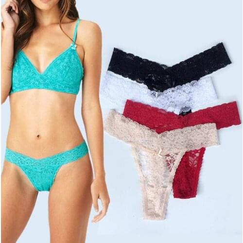 S-XXL New 2021 Lace Womens Underpants Large Size Sexy Womens Thong T-back Transparent Female Underwear