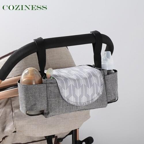 COZINESS Baby Carriage Bag Storage Multi-Function Bottle Water Cup Holder Baby Stroller Storage Basket Outing Mommy Essential