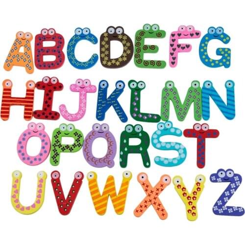 Funky Fun Colorful netic Letters A-Z Wooden Fridge nets Kid toys Education