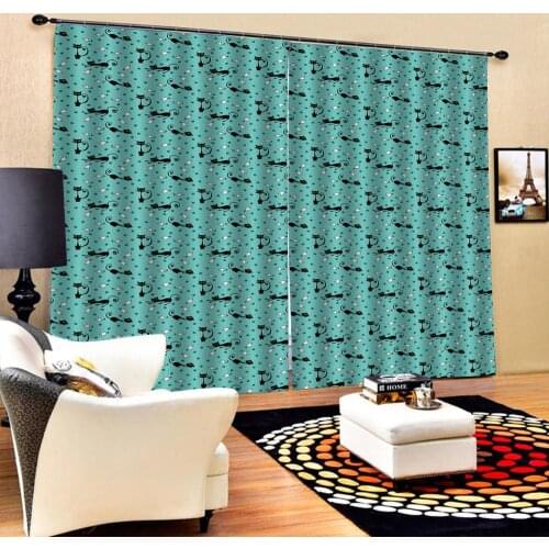 Green curtains cat curtains 3D Curtain Luxury Blackout Window Curtain Living Room Blackout curtain