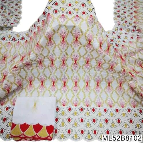 African fabric lace 2021 Bazin Riche Fabric High Quality Cotton Embroidery Guinea Jacquard Brocade Lace Fabric 5+2Yards ML52B81