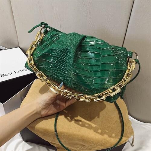 Luxury Designer Women Cloud Clutch Bag Ladys messenger bag Crocodile skin Thick Chain Bright bread unique satchels