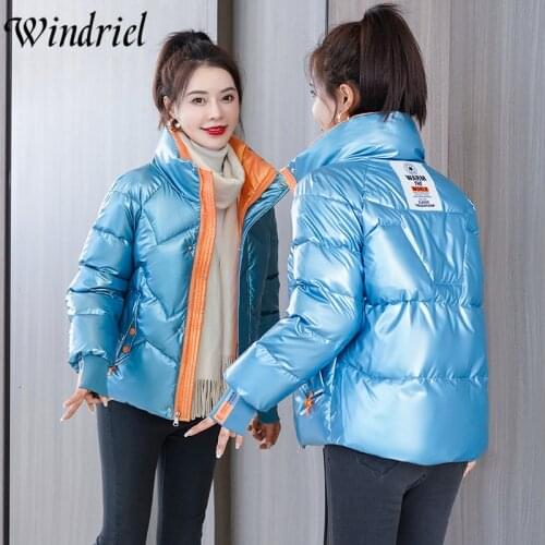 Windriel Winter Short Jackets Women Mandarin Collar Fashion Windproof Warm Coat Female Cotton Padded Clothing Waterproof Student