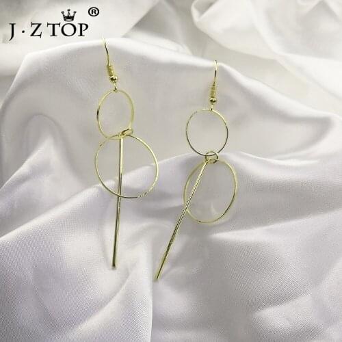 Women Geometric Metal Circle Drop Earrings Gold Color Long Pendant Earrings For Female Fashion Jewelry Accessories