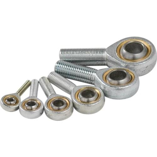 1Pc 6-12mm Dia Silver Male Threaded Single Row Joint Rod End Oscillating Bearing Right Hand Thread Shafts