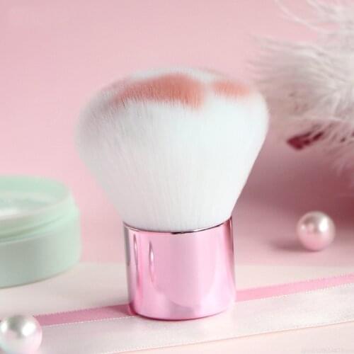 1Pc Cat Claw Paw Pink Makeup Brush Portable Aluminum Short Handle Cosmetics Loose Powder Blush Soft Wool Fiber Face Make Up Tool