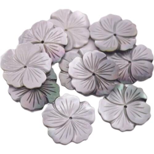10 PCS 30mm Gray Black Flower Shell Mother of Pearl Loose Beads Jewelry Making