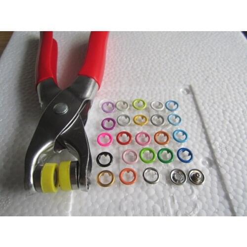 100 Sets 10 Colors 9.5mm Copper Prong Snap Buttons Fasteners Press Studs Poppers With Pliers