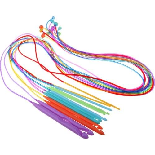 12pcs Plastic Flexible Afghan Tunisian Crochet Hooks Weave Needles 3.5-12mm