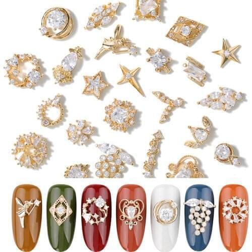 2 pieces of high quality 3D metal zircon manicure jewelry high quality zircon crystal manicure zircon diamond Amulet