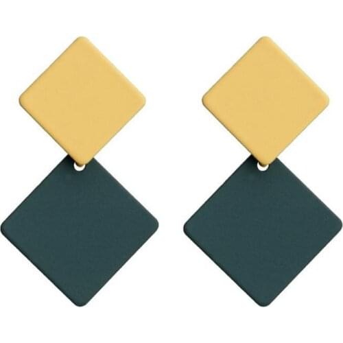 2020 Korean version of the new square different color matching combination simple female earrings glamour girl gift