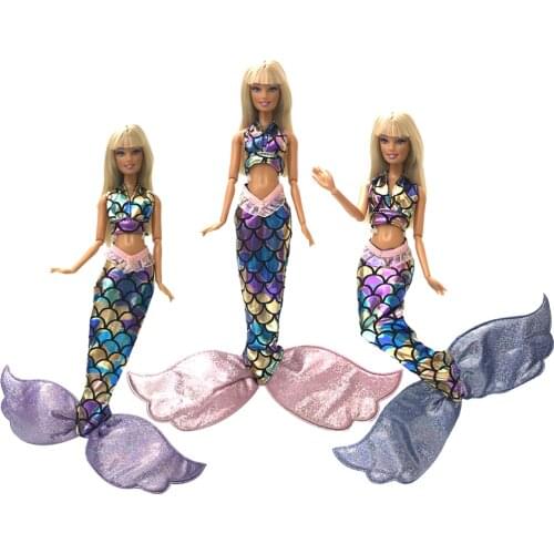 3 Set Beautiful Textile Mermaid Big Tail Swimsuit Sexy swimsuit For Barbie Doll Accessories Toys For Girl Doll Gift002ABC