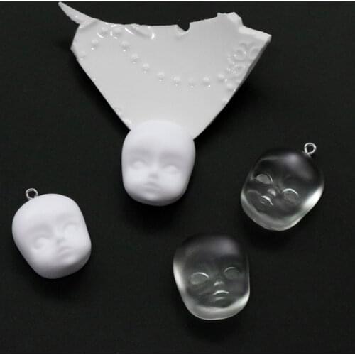 4pcs Gothic White Transparent Doll Head Face Resin Charms For Earring Pendants Connector Findings Handmade Jewelry Accessory