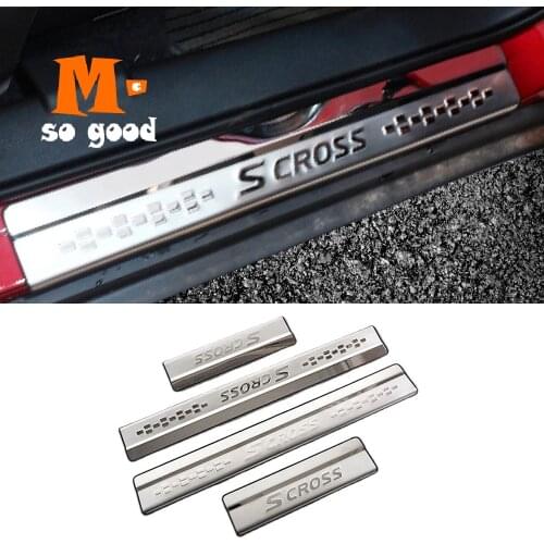 4 PCS/SET stainless steel door sill Scuff Plate Welcome Pedal For Suzuki s-cross SX4 2018 2017 2016 2015 Car Styling Accessories
