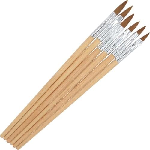 YWK 6PCS Wood Handle Nail Art Painting Drawing Pen Brush Set for Acrylic Nail UV Gel Manicure Beauty Tools Brushes #32
