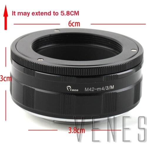 VENES M42-M4/3/M/, Adjustable Macro to Infinity Lens Adapter For M42 Mount Lens to Suit for Micro Four Thirds 4/3 Camera