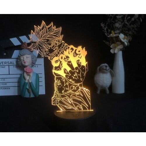 Acrylic 3D LED Projector Night Light Natsu Dragneel RGB Color Changing Lava Lamp Club Decor Fairy Tail Nightlight Kids Gift