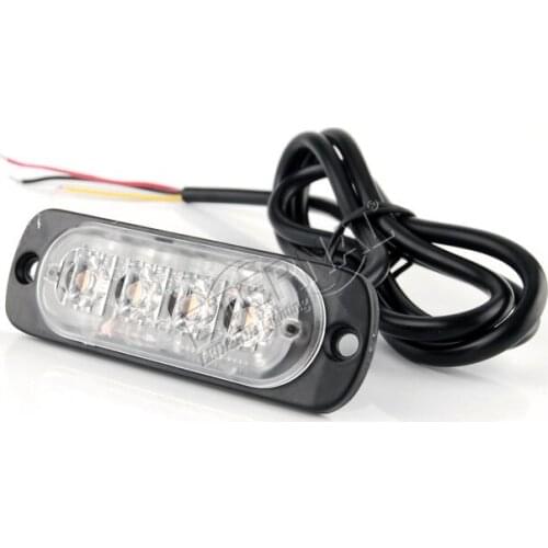 Free shipping 4pcs 4 LED strobe light warning signal amber safety emergency light for truck trailer motorcycle