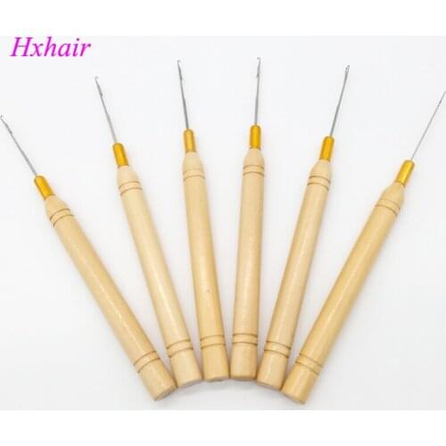 Freeshipping - 50pcs Wooden Handle Pulling Needle / Micro Rings / Loop Hair Extension Tools
