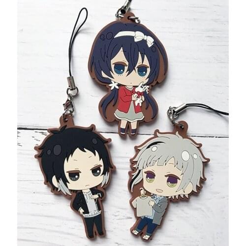 Bungo Stray Dogs Nakajima Atsushi Akiko Yosano Dazai Osamu Nakahara Chuya Japanese anime rubber mobilephone charm keychain strap