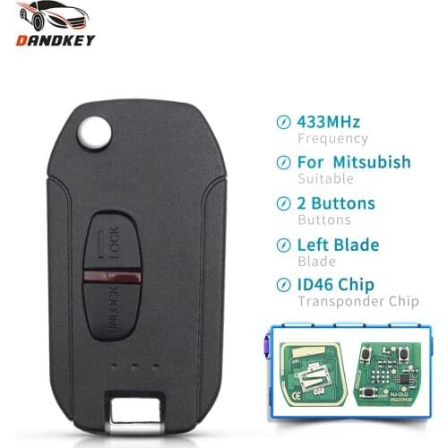 Dandkey 2 Buttons Modified Flip Remote Car Key For Mitsubishi ASX GRANDIS Outlander LANCER-EX Triton Shogun 433Mhz ID46 Chip