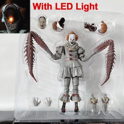 With LED lIGHT NECA Stephen Kings Pennywise Joker Clown PVC Action Figure Toy Gift