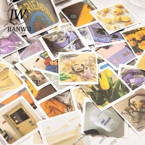 JIANWU 30 Pcs Ins Style Creative Sticker Book Aesthetic Landscape Decorative Material Stickers Scrapbooking Memo Pad Stationery