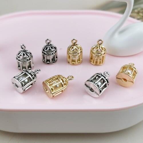 10pcs birdcage With Pearl Inside Antique Bronze Pendant For DIY handmade Metal Charms Bracelet Necklace Dangle Jewelry Making