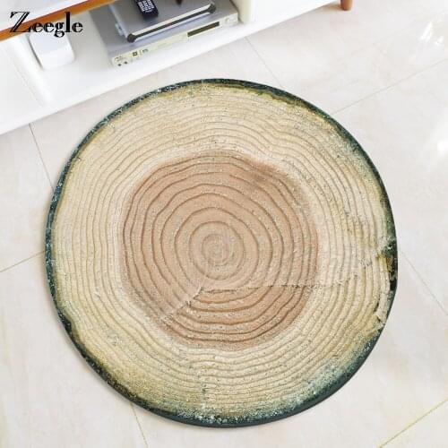 Zeegle Wood Printed Round Carpet Mat Flannel Computer Chair Area Rug Home Decor Floor Mats Kids Bedroom Carpet Living Room Rugs