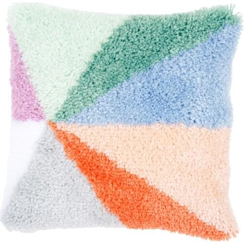 Latch Hook Cushion With Printed Canvas Colorfull Pillowcase Carpet Embroidery Decorative Cushions for Kids Adults