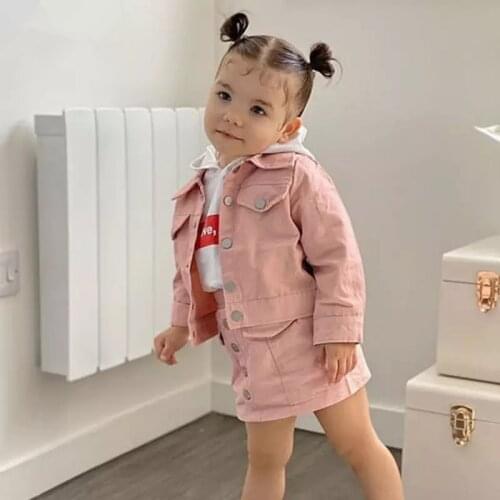 Spring Autumn Long Sleeve Clothing sets Outfit Baby Girl Clothes Set Cotton Infant Toddler Girls Jean Jacket+Denim Skirt 2PCS