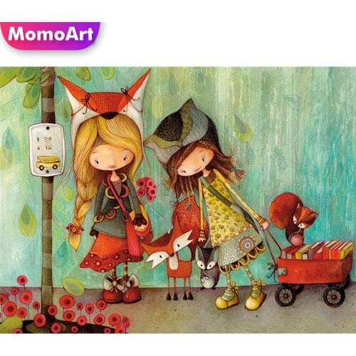 MomoArt 5D Diamond Embroidery Cartoon Girl Diamond Painting Cross Stitch Square Drill Home Decoration Childrens Gifts