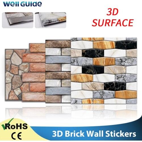 3D Wall paper Marble Brick Peel and Self-Adhesive Wall Stickers Waterproof DIY Kitchen Bathroom Home Wall Stick PVC Tiles Panel