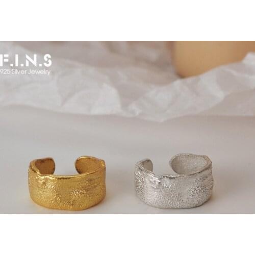 F.I.N.S 1PC Minimalist Uneven S925 Sterling Silver Ear Clip Texture INS Wide Ear Cuff No Pierced Silver 925 Ear Bone Jewelry